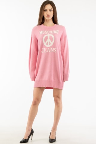 Robe pull en laine et cachemire - Blanc et rose