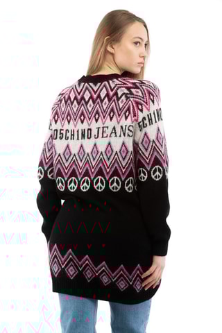 Jersey de lana y cachemir - Blanco, negro y rosa