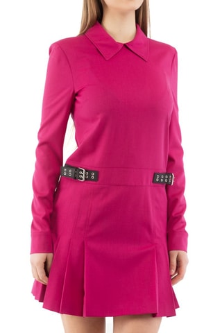 Vestido recto de lana - Rosa