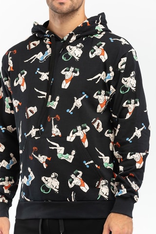 Sweat à capuche - Noir et bleu