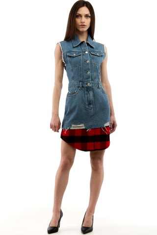 Vestido recto - Negro, rojo y azul