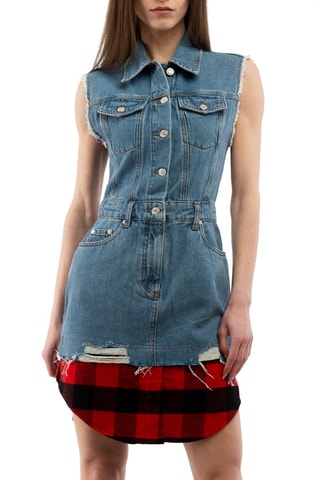 Vestido recto - Negro, rojo y azul