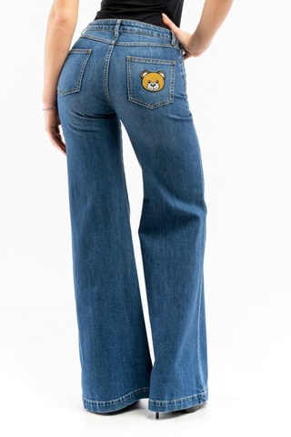 Vaquero wide leg de tiro alto - Azul y amarillo