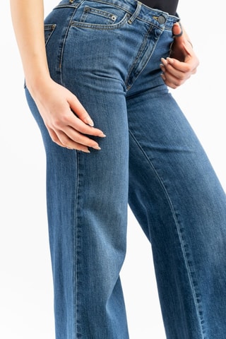 Vaquero wide leg de tiro alto - Azul y amarillo