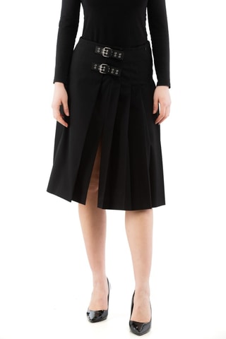 Jupe plissée en laine - Noir