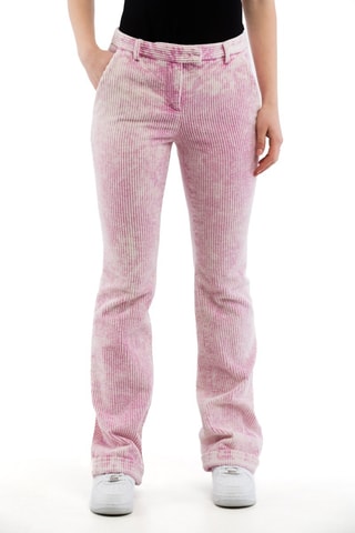 Pantalon droit - Blanc et rose