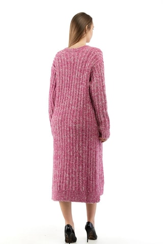 Vestido jersey largo - Blanco y rosa