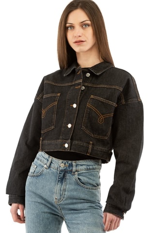 Veste crop top en jean - Noir