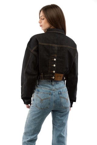 Veste crop top en jean - Noir