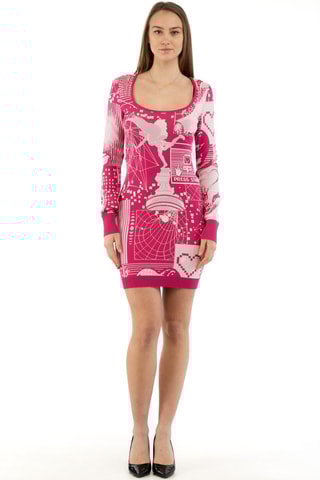 Robe pull en laine - Blanc et rose