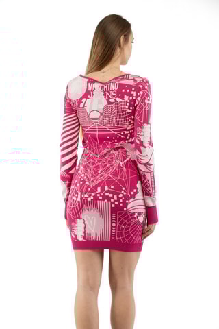 Robe pull en laine - Blanc et rose