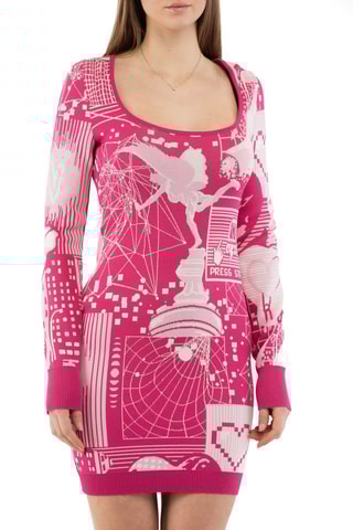 Robe pull en laine - Blanc et rose