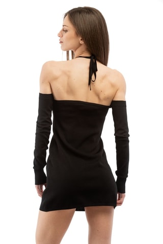 Vestido recto de lana - Negro y rojo