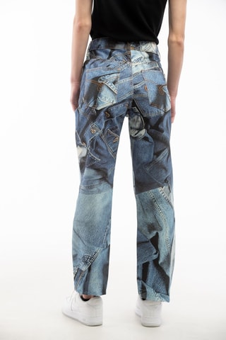 Pantalon droit - Blanc, noir et bleu