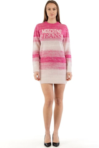 Robe pull en laine - Blanc et rose