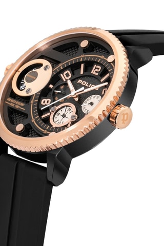 Montre à quartz en silicone - Noir et doré rose