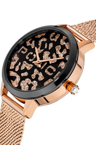Stalen en Doublé Roségoud Quartz Horloge