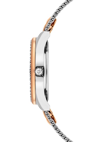 Montre à quartz en acier - Argenté et or rose