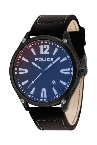 Leren Quartz Horloge - Zwart en blauw