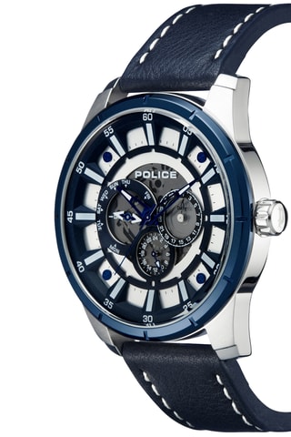 Montre à quartz en cuir - Bleu