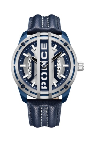 Montre à quartz en cuir - Argenté et bleu