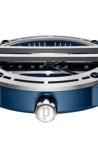 Montre à quartz en cuir - Argenté et bleu