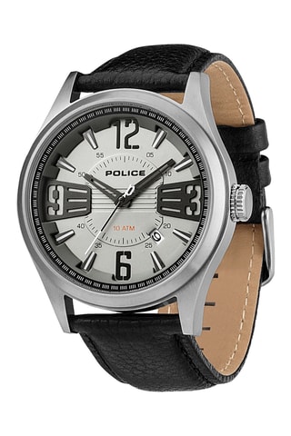 Montre à quartz en cuir - Noir et argenté