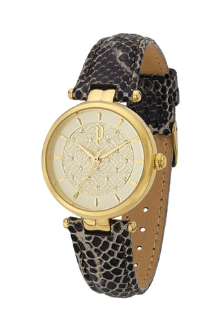 Montre à quartz en cuir - Noir et gris