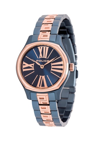 Montre à quartz en acier - Bleu et doré rose