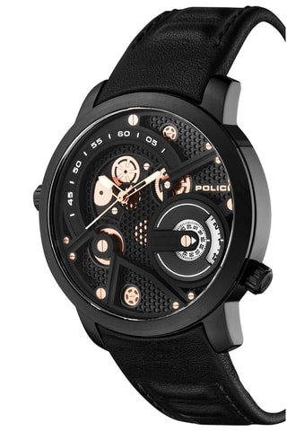 Montre à quartz en cuir - Noir