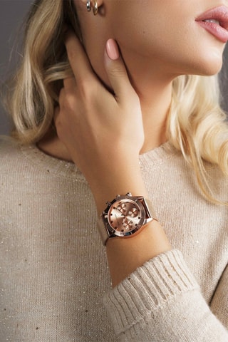 Montre à quartz en acier Valencia - Doré rose