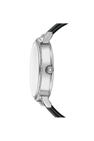 Montre à quartz en cuir Mariazell - Noir et argenté