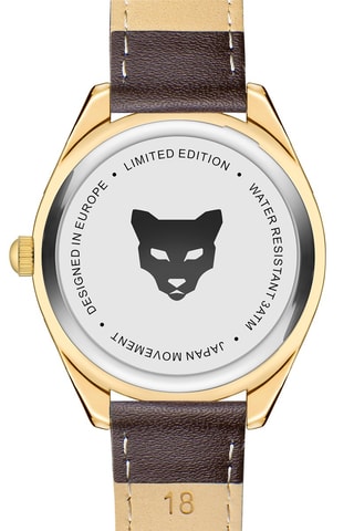 Leren Quartz Horloge met Zirkonia’s Marrakech - Bruin en Goudkleurig