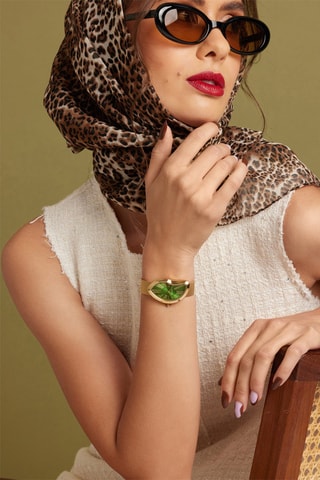 Montre à quartz en acier Old money - Doré et vert