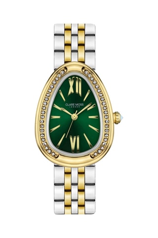 Montre à quartz en acier et zircons Vintage - Doré et vert