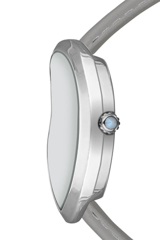 Kalfsleren Quartz Horloge met Parelmoer Old Money - Grijs en Wit