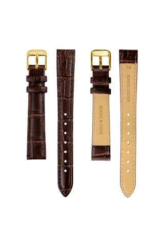 Leren Quartz Horloge met Zirkonia’s Royalty - Bruin en Goudkleurig