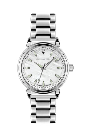 Montre à quartz en acier, diamant et nacre Joie