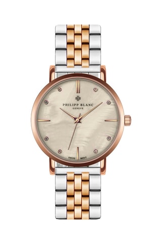 Montre à quartz en acier inoxydable - Argenté et doré rose