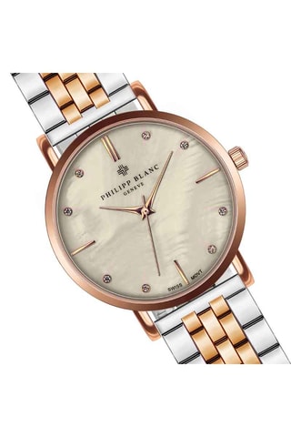 Montre à quartz en acier inoxydable - Argenté et doré rose