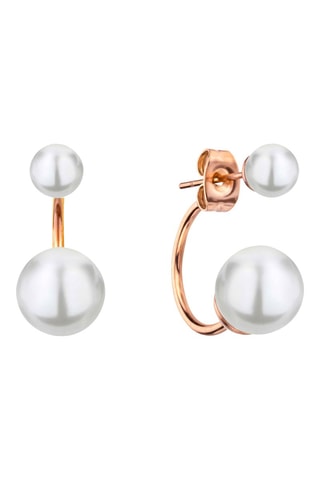 Set Stalen Quartz Horloge, diamanten, oorbellen en fijne parels Florence