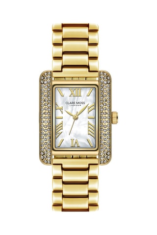 Montre à quartz en acier, nacre et zircons Jesse