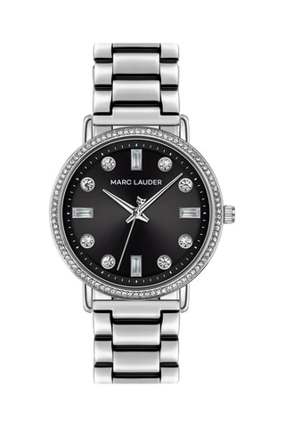 Montre à quartz en acier Lisbon - Argenté et noir