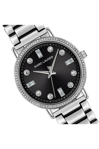 Montre à quartz en acier Lisbon - Argenté et noir