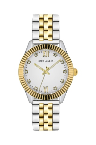 Montre à quartz en acier et zircons Athens - Argenté et doré