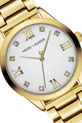 Montre à quartz en acier et zircons Porto - Doré et blanc