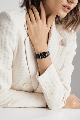 Montre à quartz en cuir et diamant Patricia