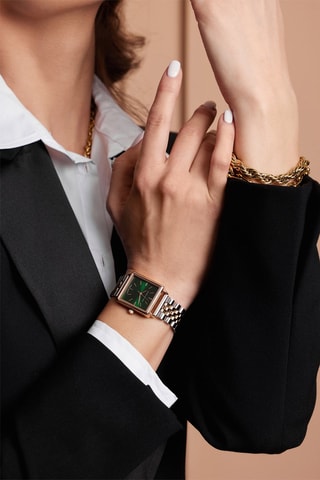 Montre à quartz en acier et diamant Elisabeth