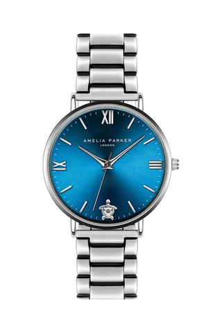 Montre à quartz en acier Blue Lagoon - Argenté et bleu