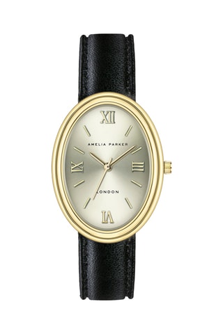 Montre à quartz en cuir Crema - Noir